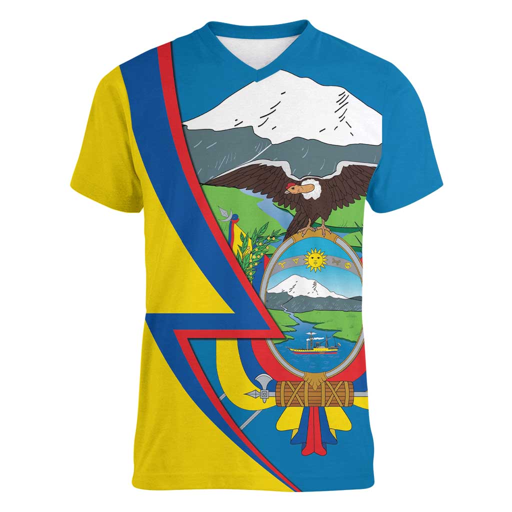 Ecuador Independence Day Personalized Women V-Neck T-Shirt Pro Deo Patria et Libertate - Wonder Print Shop