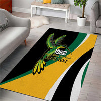 Jamaica Independence Day Personalized Area Rug Green and Yellow Tribal Hummingbird - Wonder Print Shop