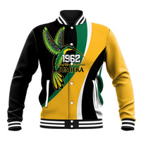 Jamaica Independence Day Personalized Baseball Jacket Green and Yellow Tribal Hummingbird - Wonder Print Shop