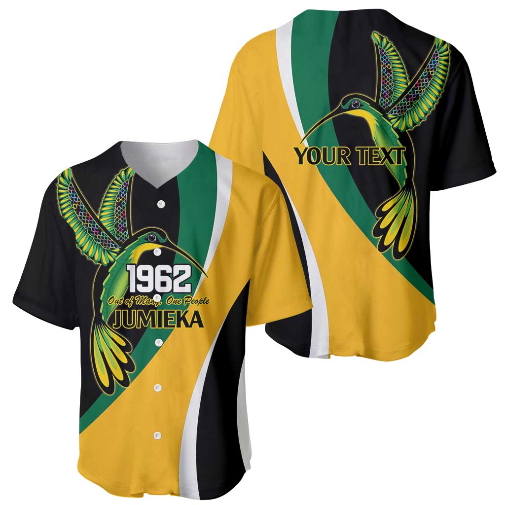 Jamaica Independence Day Personalized Baseball Jersey Green and Yellow Tribal Hummingbird - Wonder Print Shop