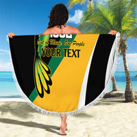 Jamaica Independence Day Personalized Beach Blanket Green and Yellow Tribal Hummingbird - Wonder Print Shop