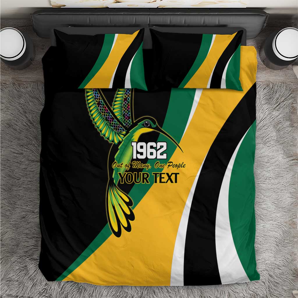 Jamaica Independence Day Personalized Bedding Set Green and Yellow Tribal Hummingbird - Wonder Print Shop