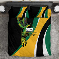 Jamaica Independence Day Personalized Bedding Set Green and Yellow Tribal Hummingbird - Wonder Print Shop