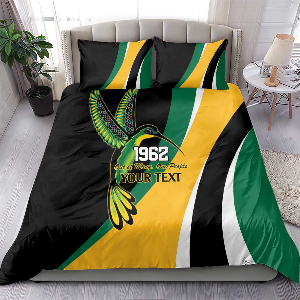Jamaica Independence Day Personalized Bedding Set Green and Yellow Tribal Hummingbird - Wonder Print Shop