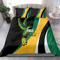 Jamaica Independence Day Personalized Bedding Set Green and Yellow Tribal Hummingbird - Wonder Print Shop