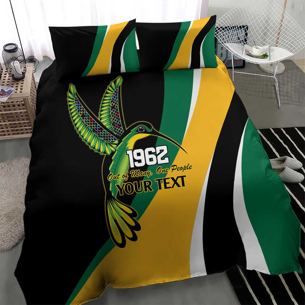 Jamaica Independence Day Personalized Bedding Set Green and Yellow Tribal Hummingbird - Wonder Print Shop