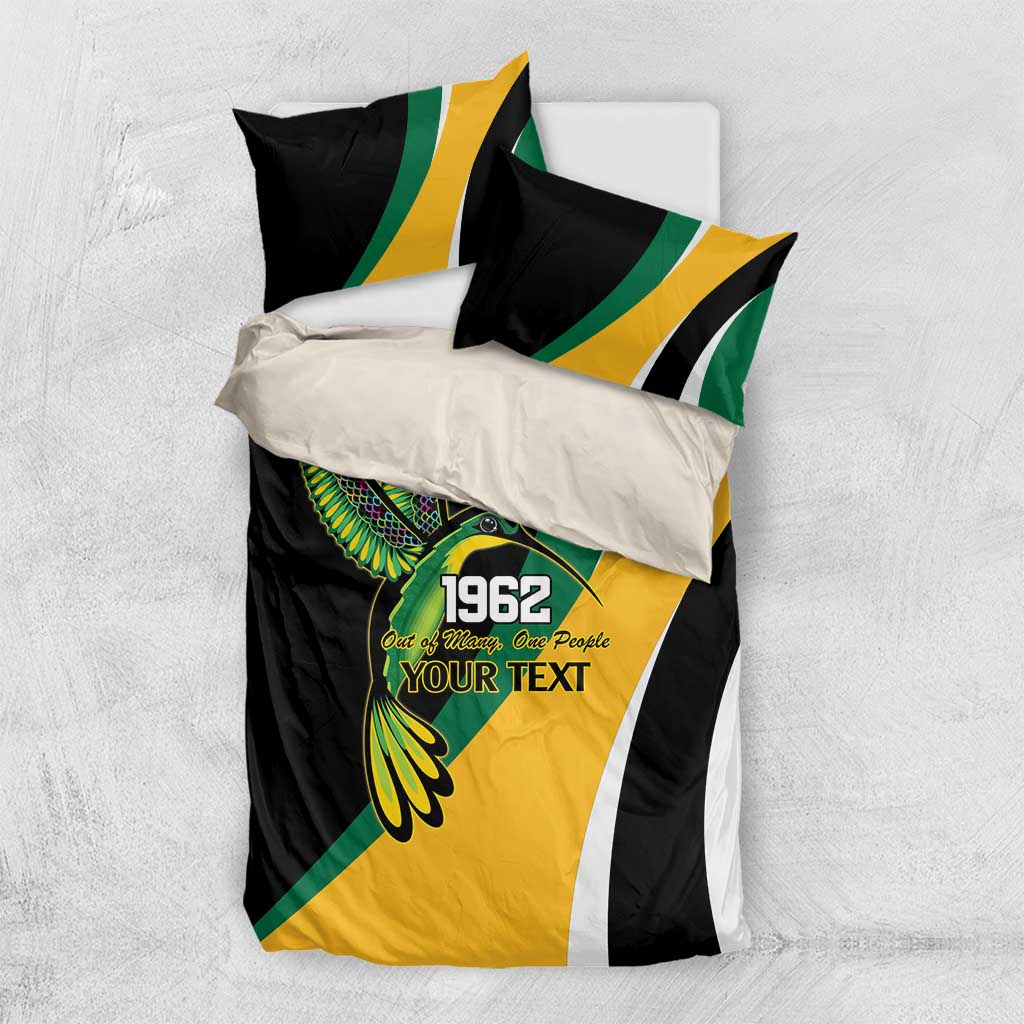 Jamaica Independence Day Personalized Bedding Set Green and Yellow Tribal Hummingbird - Wonder Print Shop