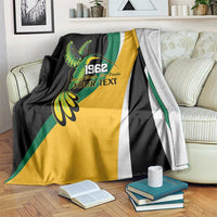 Jamaica Independence Day Personalized Blanket Green and Yellow Tribal Hummingbird - Wonder Print Shop