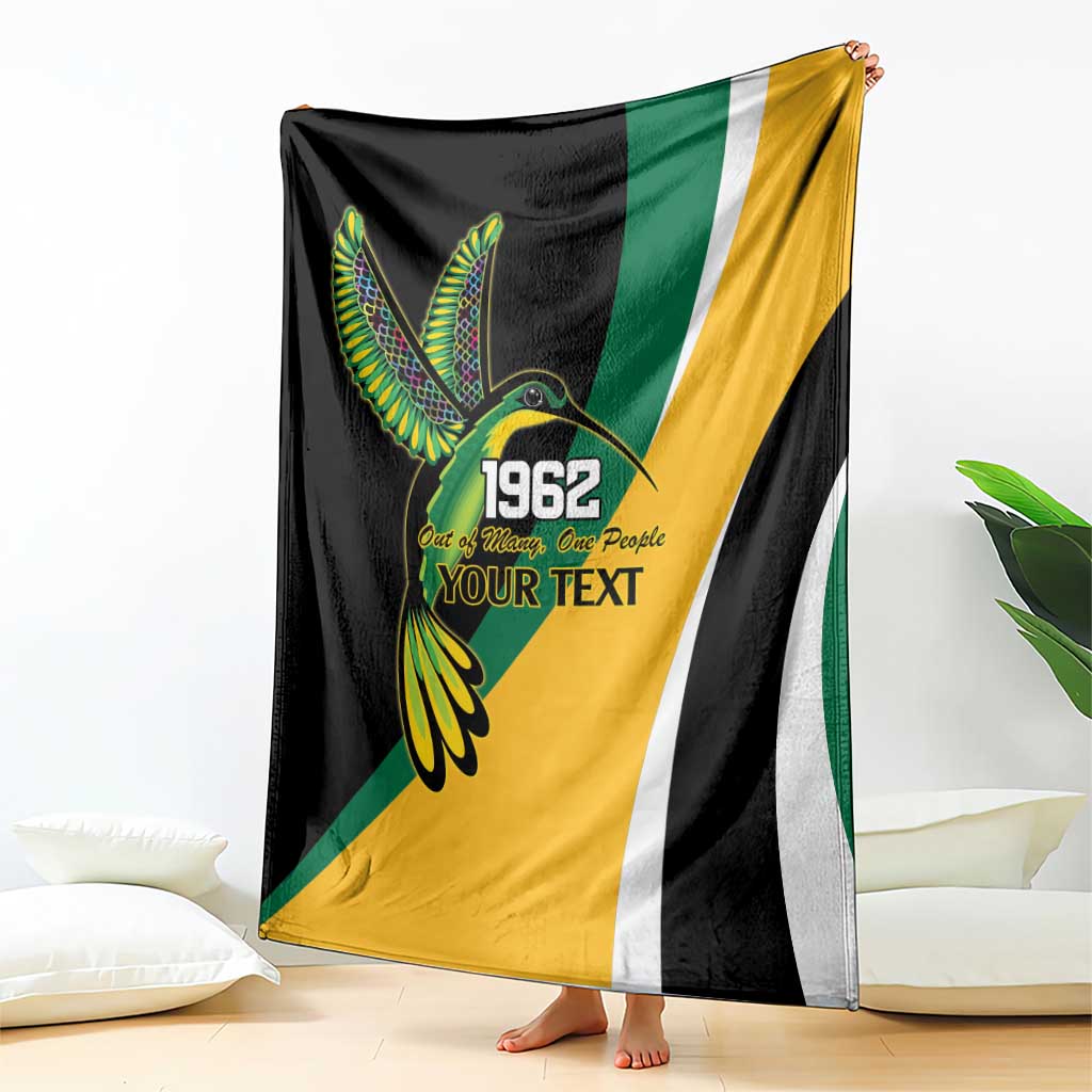 Jamaica Independence Day Personalized Blanket Green and Yellow Tribal Hummingbird - Wonder Print Shop