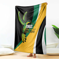 Jamaica Independence Day Personalized Blanket Green and Yellow Tribal Hummingbird - Wonder Print Shop