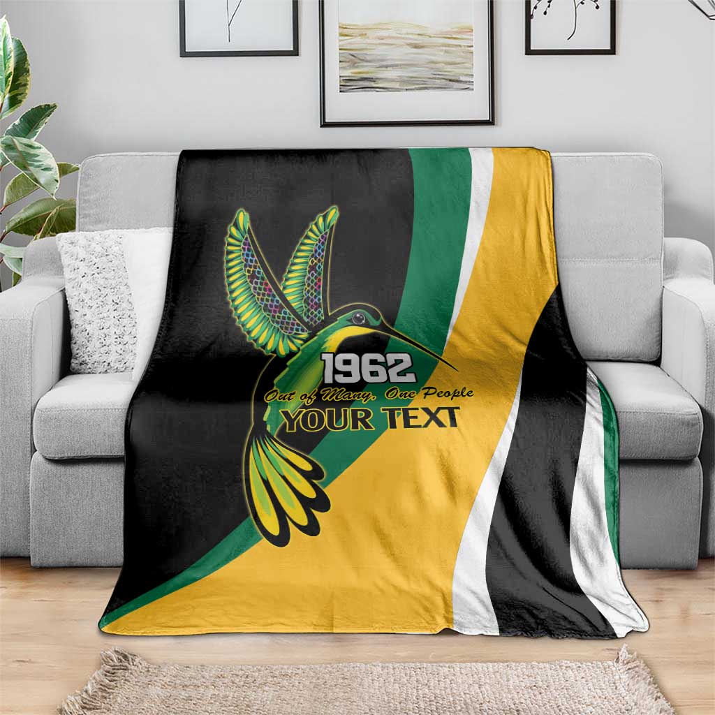 Jamaica Independence Day Personalized Blanket Green and Yellow Tribal Hummingbird - Wonder Print Shop