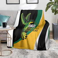 Jamaica Independence Day Personalized Blanket Green and Yellow Tribal Hummingbird - Wonder Print Shop