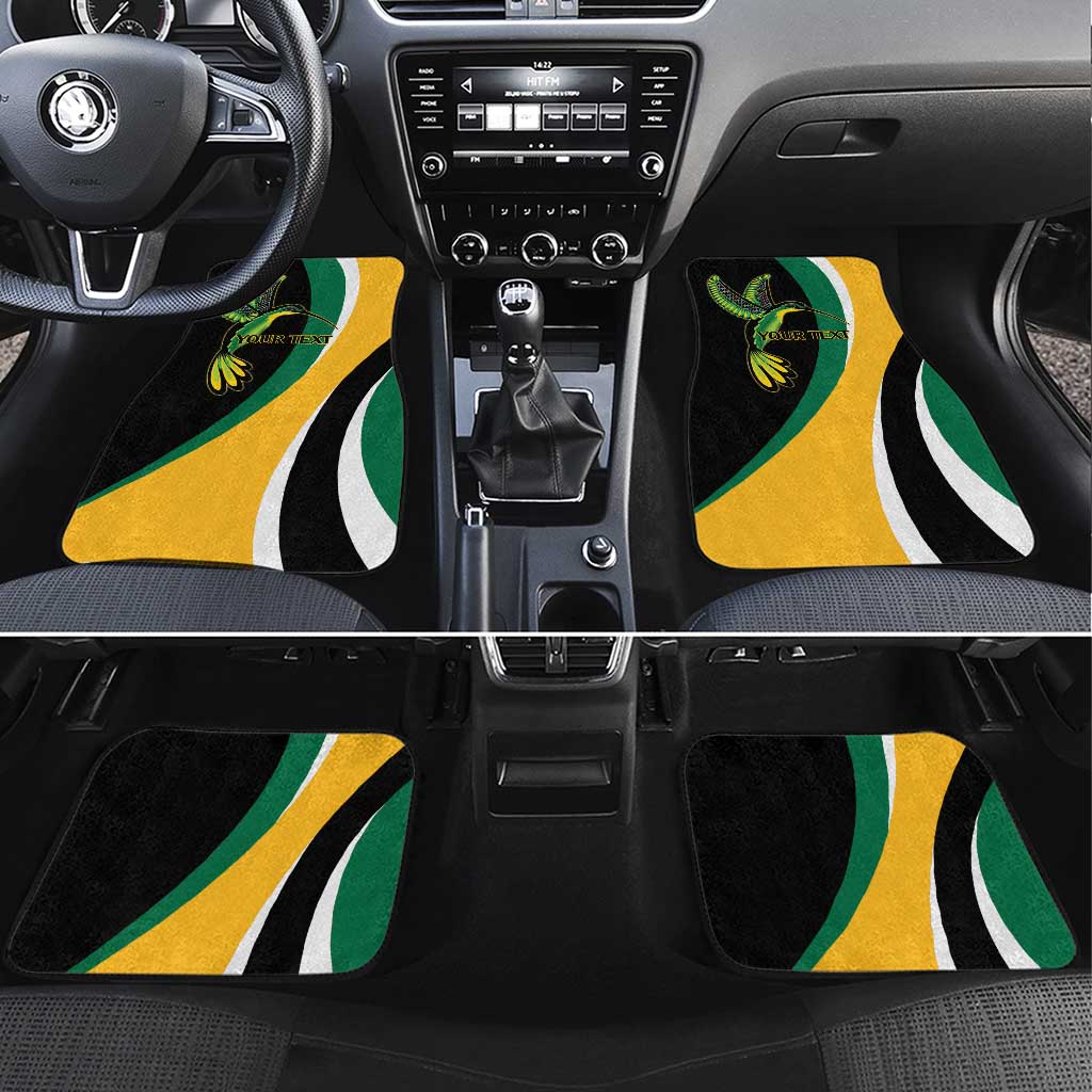 Jamaica Independence Day Personalized Car Mats Green and Yellow Tribal Hummingbird - Wonder Print Shop