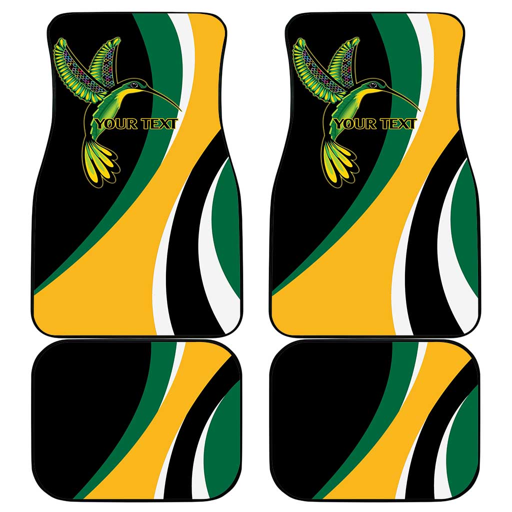 Jamaica Independence Day Personalized Car Mats Green and Yellow Tribal Hummingbird - Wonder Print Shop