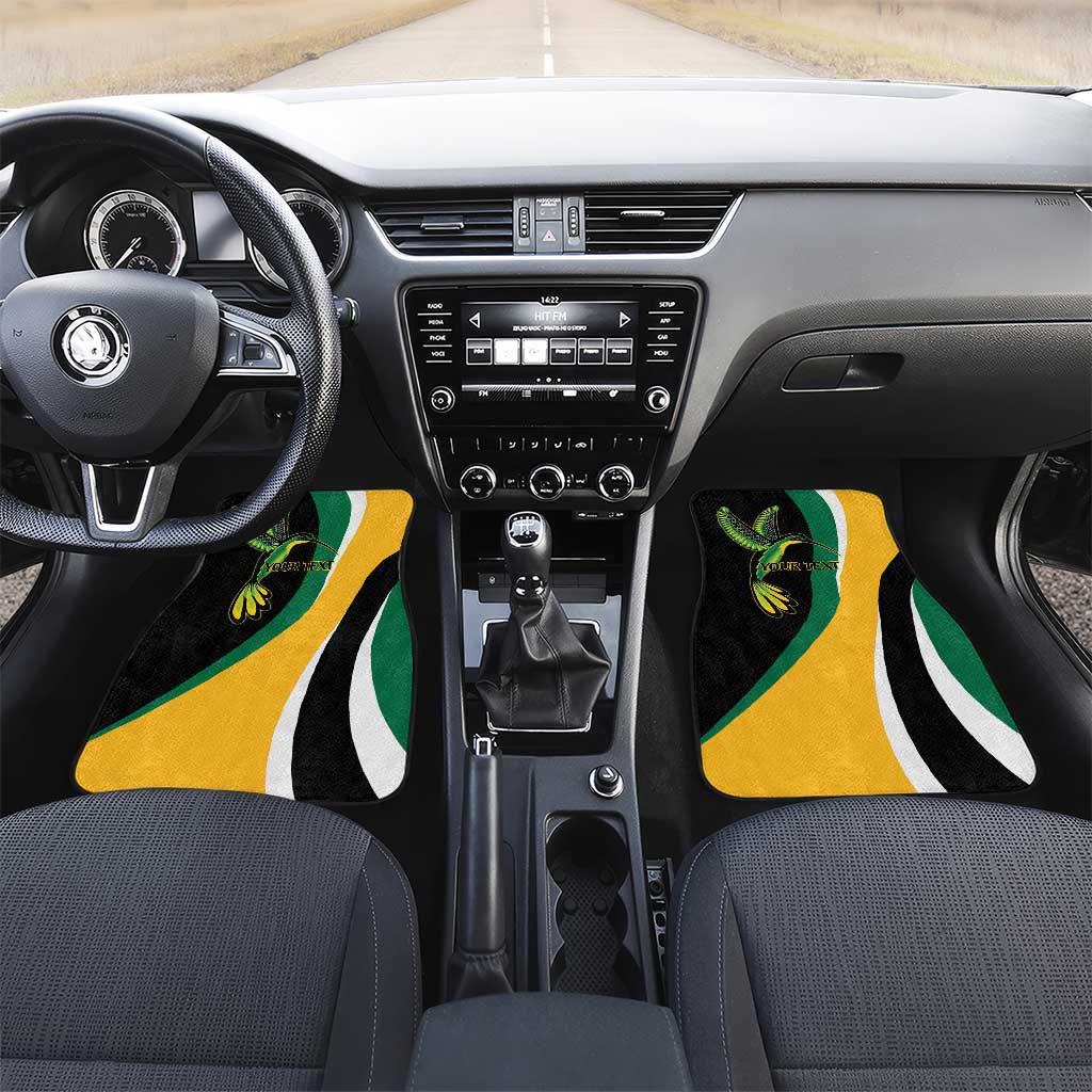 Jamaica Independence Day Personalized Car Mats Green and Yellow Tribal Hummingbird - Wonder Print Shop