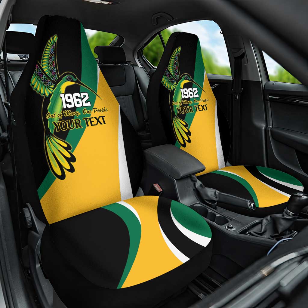 Jamaica Independence Day Personalized Car Seat Cover Green and Yellow Tribal Hummingbird - Wonder Print Shop