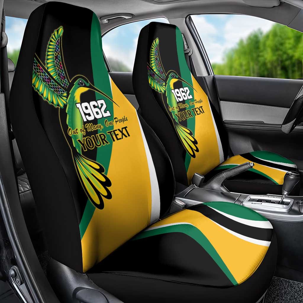 Jamaica Independence Day Personalized Car Seat Cover Green and Yellow Tribal Hummingbird - Wonder Print Shop