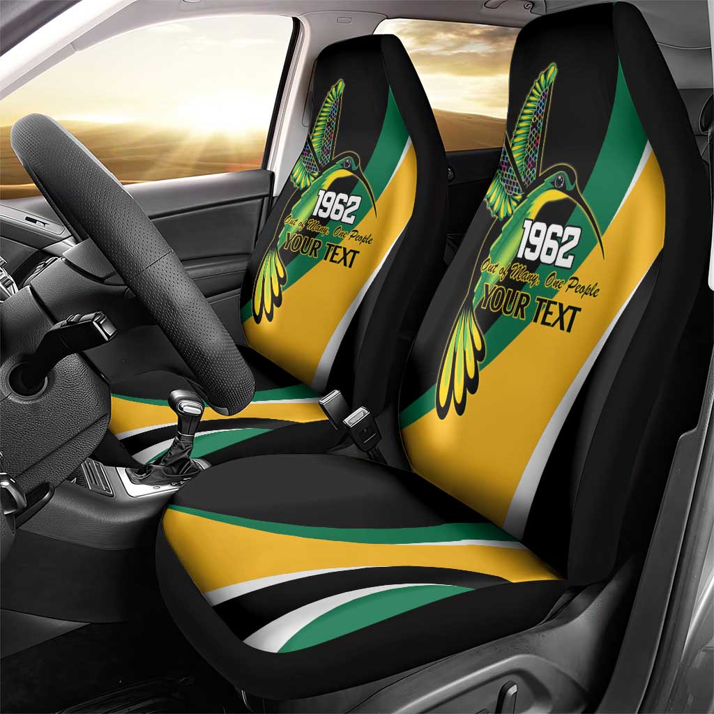 Jamaica Independence Day Personalized Car Seat Cover Green and Yellow Tribal Hummingbird - Wonder Print Shop