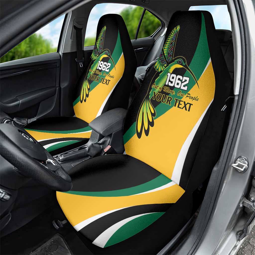 Jamaica Independence Day Personalized Car Seat Cover Green and Yellow Tribal Hummingbird - Wonder Print Shop