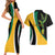 Jamaica Independence Day Personalized Couples Matching Short Sleeve Bodycon Dress and Hawaiian Shirt Green and Yellow Tribal Hummingbird - Wonder Print Shop