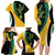 Jamaica Independence Day Personalized Family Matching Long Sleeve Bodycon Dress and Hawaiian Shirt Green and Yellow Tribal Hummingbird - Wonder Print Shop