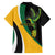 Jamaica Independence Day Personalized Family Matching Off The Shoulder Long Sleeve Dress and Hawaiian Shirt Green and Yellow Tribal Hummingbird - Wonder Print Shop