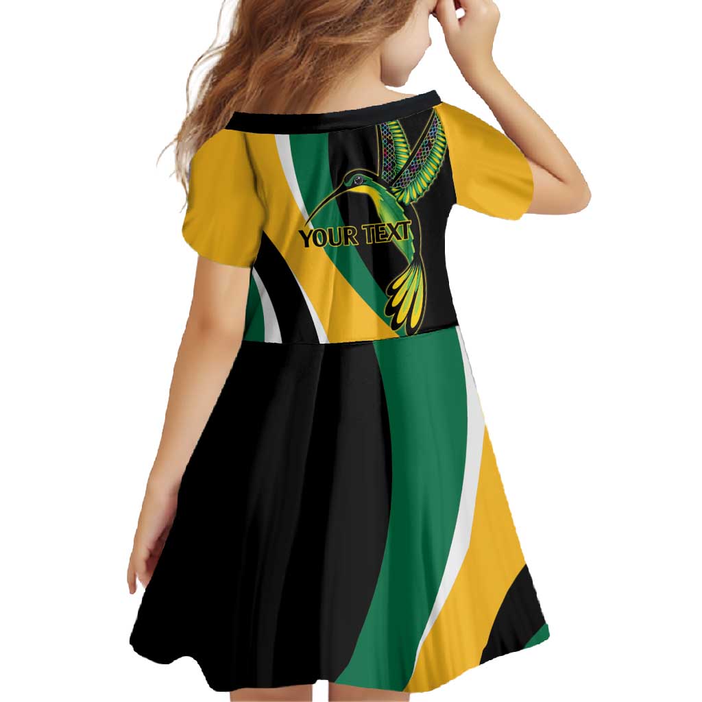 Jamaica Independence Day Personalized Family Matching Off Shoulder Maxi Dress and Hawaiian Shirt Green and Yellow Tribal Hummingbird - Wonder Print Shop