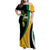 Jamaica Independence Day Personalized Family Matching Off Shoulder Maxi Dress and Hawaiian Shirt Green and Yellow Tribal Hummingbird - Wonder Print Shop