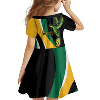 Jamaica Independence Day Personalized Family Matching Off Shoulder Short Dress and Hawaiian Shirt Green and Yellow Tribal Hummingbird - Wonder Print Shop