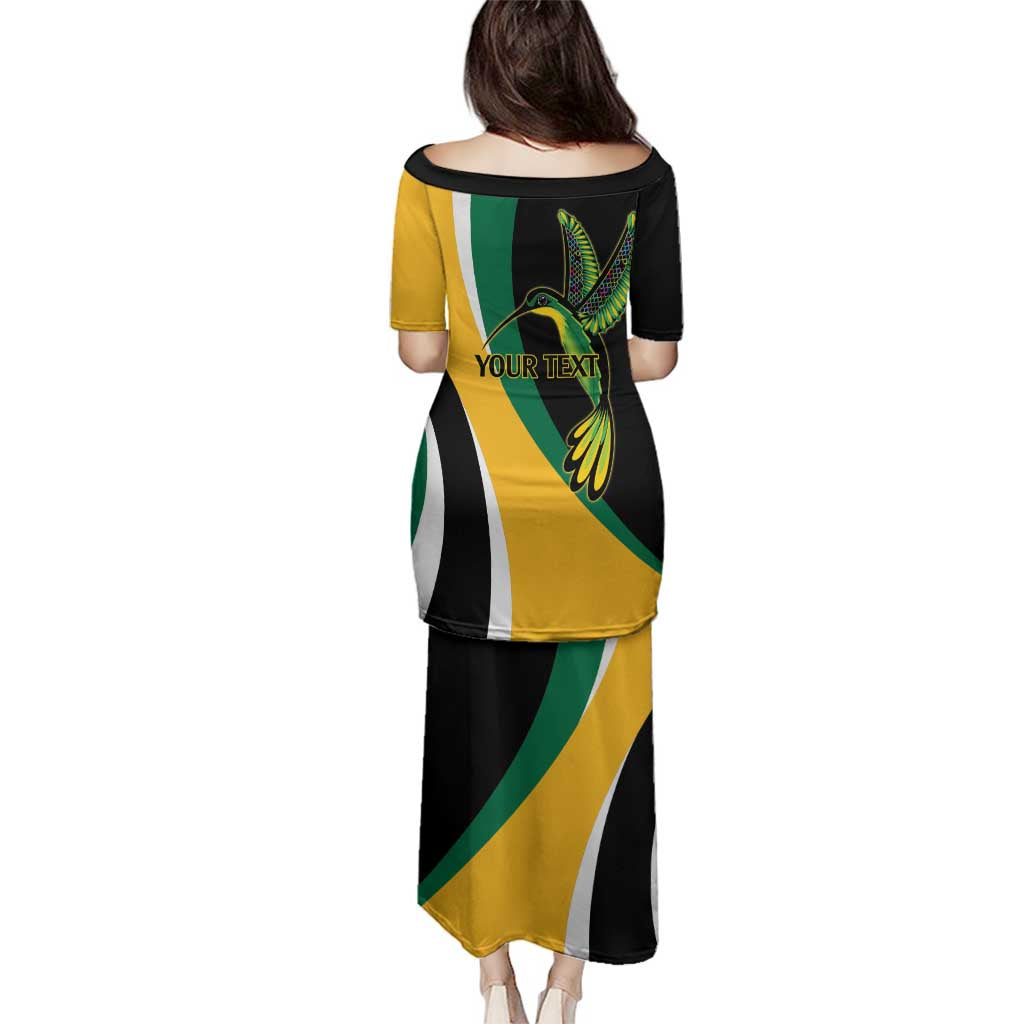Jamaica Independence Day Personalized Family Matching Puletasi and Hawaiian Shirt Green and Yellow Tribal Hummingbird - Wonder Print Shop