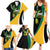 Jamaica Independence Day Personalized Family Matching Summer Maxi Dress and Hawaiian Shirt Green and Yellow Tribal Hummingbird - Wonder Print Shop