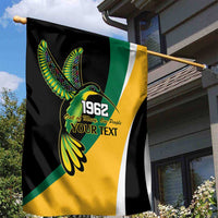 Jamaica Independence Day Personalized Garden Flag Green and Yellow Tribal Hummingbird - Wonder Print Shop