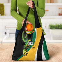 Jamaica Independence Day Personalized Grocery Bag Green and Yellow Tribal Hummingbird - Wonder Print Shop