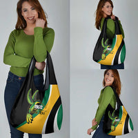 Jamaica Independence Day Personalized Grocery Bag Green and Yellow Tribal Hummingbird - Wonder Print Shop