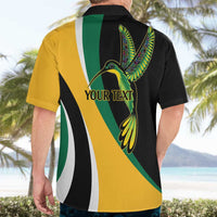 Jamaica Independence Day Personalized Hawaiian Shirt Green and Yellow Tribal Hummingbird - Wonder Print Shop