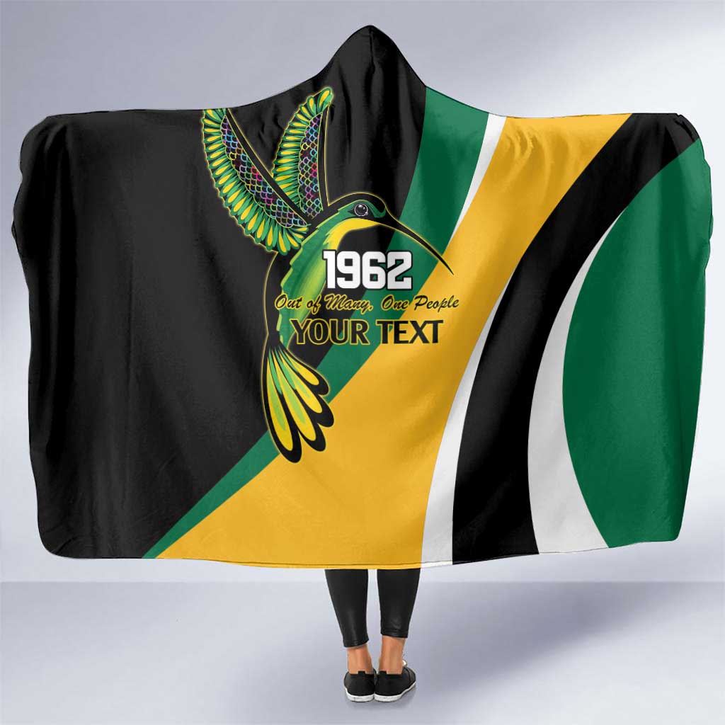 Jamaica Independence Day Personalized Hooded Blanket Green and Yellow Tribal Hummingbird - Wonder Print Shop