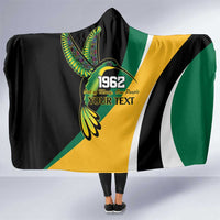 Jamaica Independence Day Personalized Hooded Blanket Green and Yellow Tribal Hummingbird - Wonder Print Shop