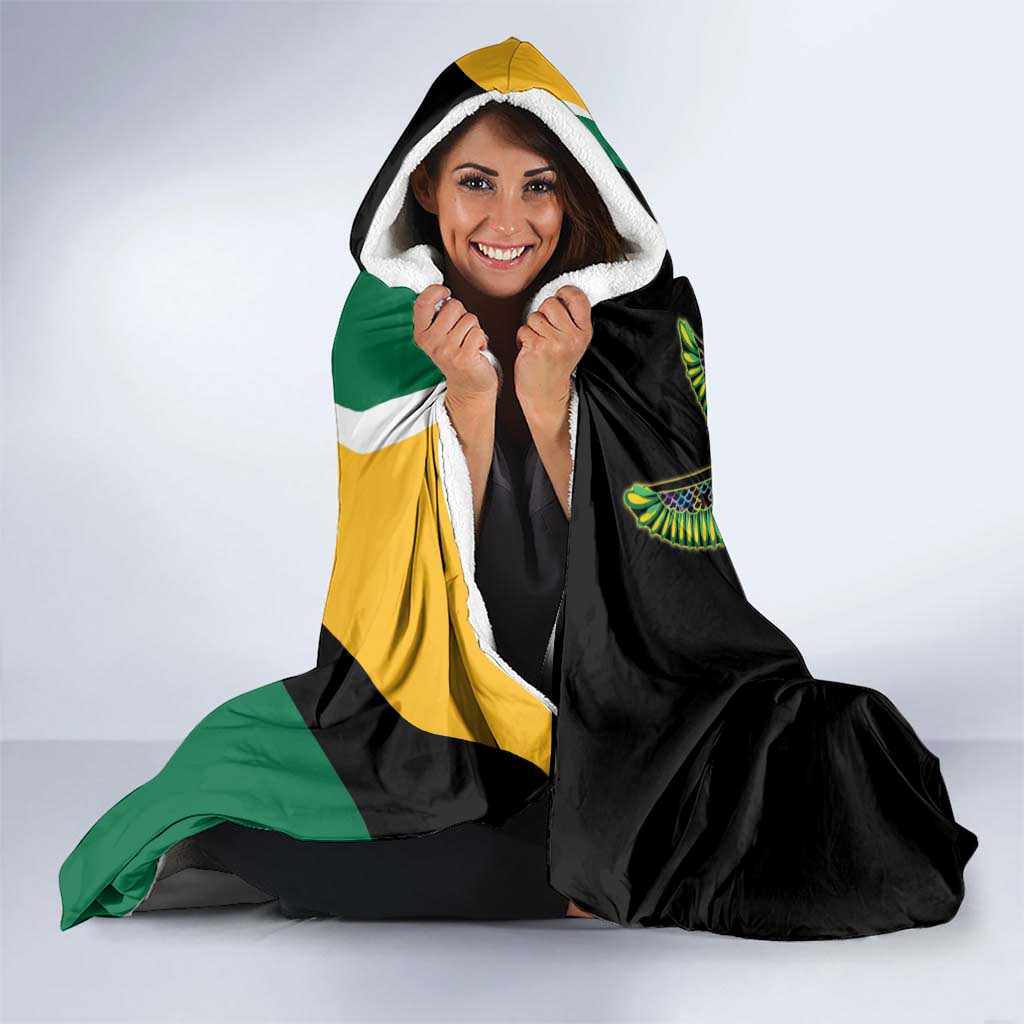 Jamaica Independence Day Personalized Hooded Blanket Green and Yellow Tribal Hummingbird - Wonder Print Shop