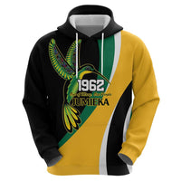 Jamaica Independence Day Personalized Hoodie Green and Yellow Tribal Hummingbird - Wonder Print Shop