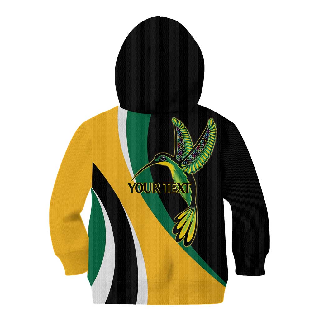Jamaica Independence Day Personalized Kid Hoodie Green and Yellow Tribal Hummingbird - Wonder Print Shop