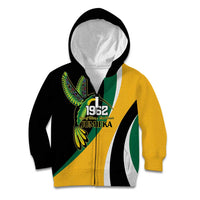 Jamaica Independence Day Personalized Kid Hoodie Green and Yellow Tribal Hummingbird - Wonder Print Shop