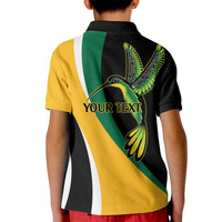 Jamaica Independence Day Personalized Kid Polo Shirt Green and Yellow Tribal Hummingbird - Wonder Print Shop