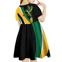 Jamaica Independence Day Personalized Kid Short Sleeve Dress Green and Yellow Tribal Hummingbird - Wonder Print Shop