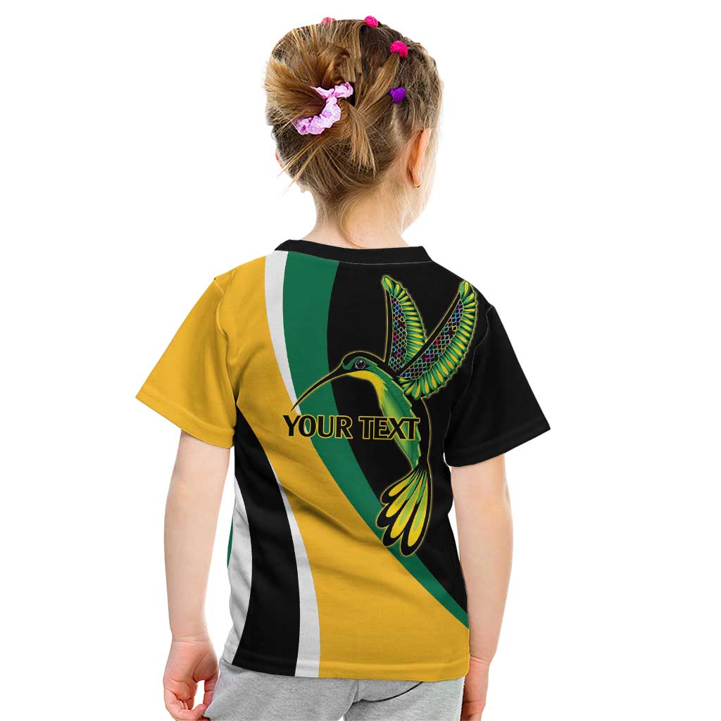 Jamaica Independence Day Personalized Kid T Shirt Green and Yellow Tribal Hummingbird - Wonder Print Shop
