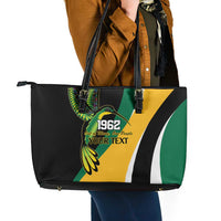 Jamaica Independence Day Personalized Leather Tote Bag Green and Yellow Tribal Hummingbird - Wonder Print Shop