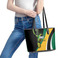 Jamaica Independence Day Personalized Leather Tote Bag Green and Yellow Tribal Hummingbird - Wonder Print Shop