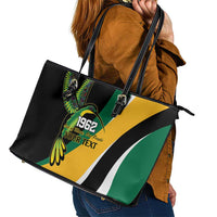 Jamaica Independence Day Personalized Leather Tote Bag Green and Yellow Tribal Hummingbird - Wonder Print Shop