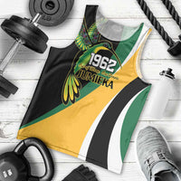 Jamaica Independence Day Personalized Men Tank Top Green and Yellow Tribal Hummingbird - Wonder Print Shop