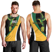 Jamaica Independence Day Personalized Men Tank Top Green and Yellow Tribal Hummingbird - Wonder Print Shop