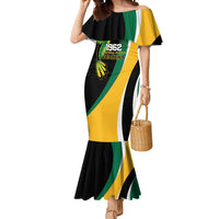 Jamaica Independence Day Personalized Mermaid Dress Green and Yellow Tribal Hummingbird - Wonder Print Shop